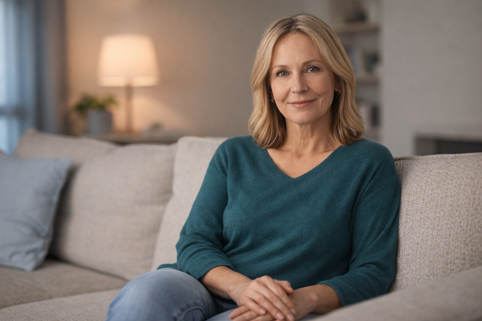 Woman over 55 learning about knee stiffness and joint comfort